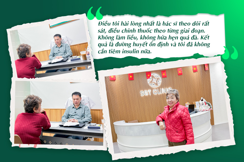 Cô Hải gửi lời cảm ơn bác sĩ và SCT vì giúp cô vượt qua nỗi sợ biến chứng tiểu đường, ăn ngủ ngon hơn và ngừng tiêm Insulin